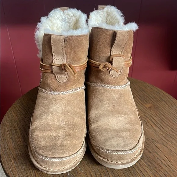 UGG Tan Ankle Boots with Plush Fleece Lining - Picture 5 of 15